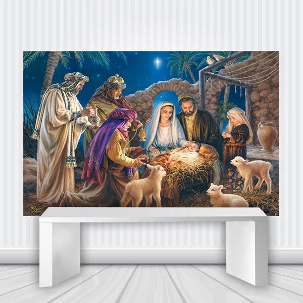 Painel Presepio Natal Jesus 1,5 M X 1,0 M Lona Fosca - Dona Mii